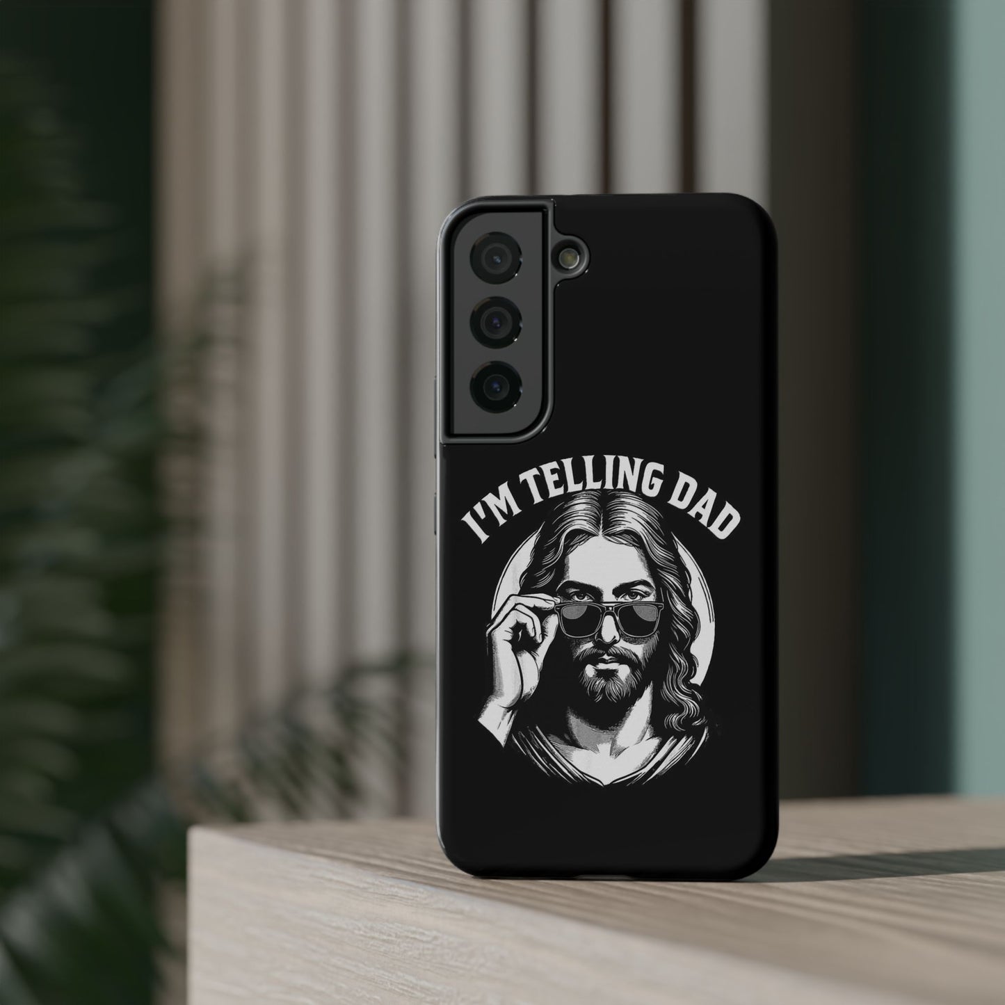 Phone Case — “I’m Telling Dad” Retro Jesus Graphic Impact-Resistant Case