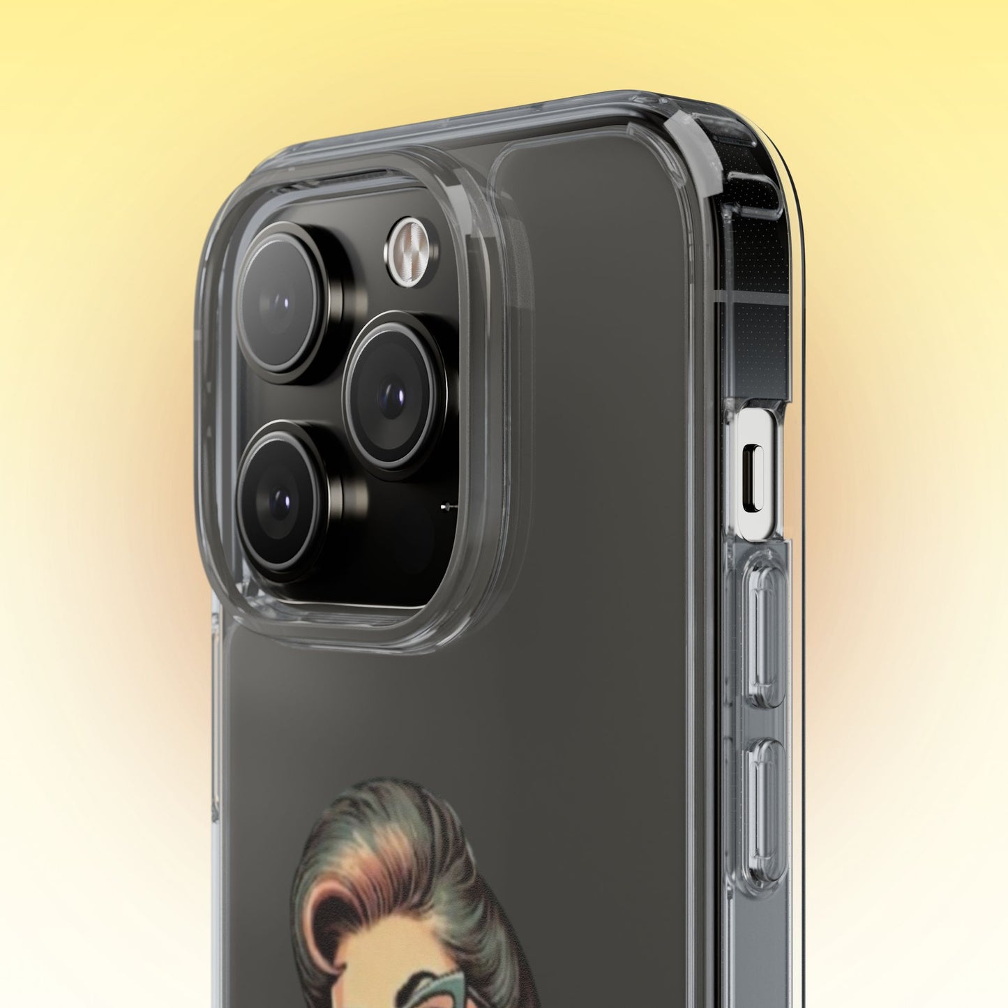Clear Phone Case — Retro Woman Giving the Finger Graphic with “Respectfully” Text