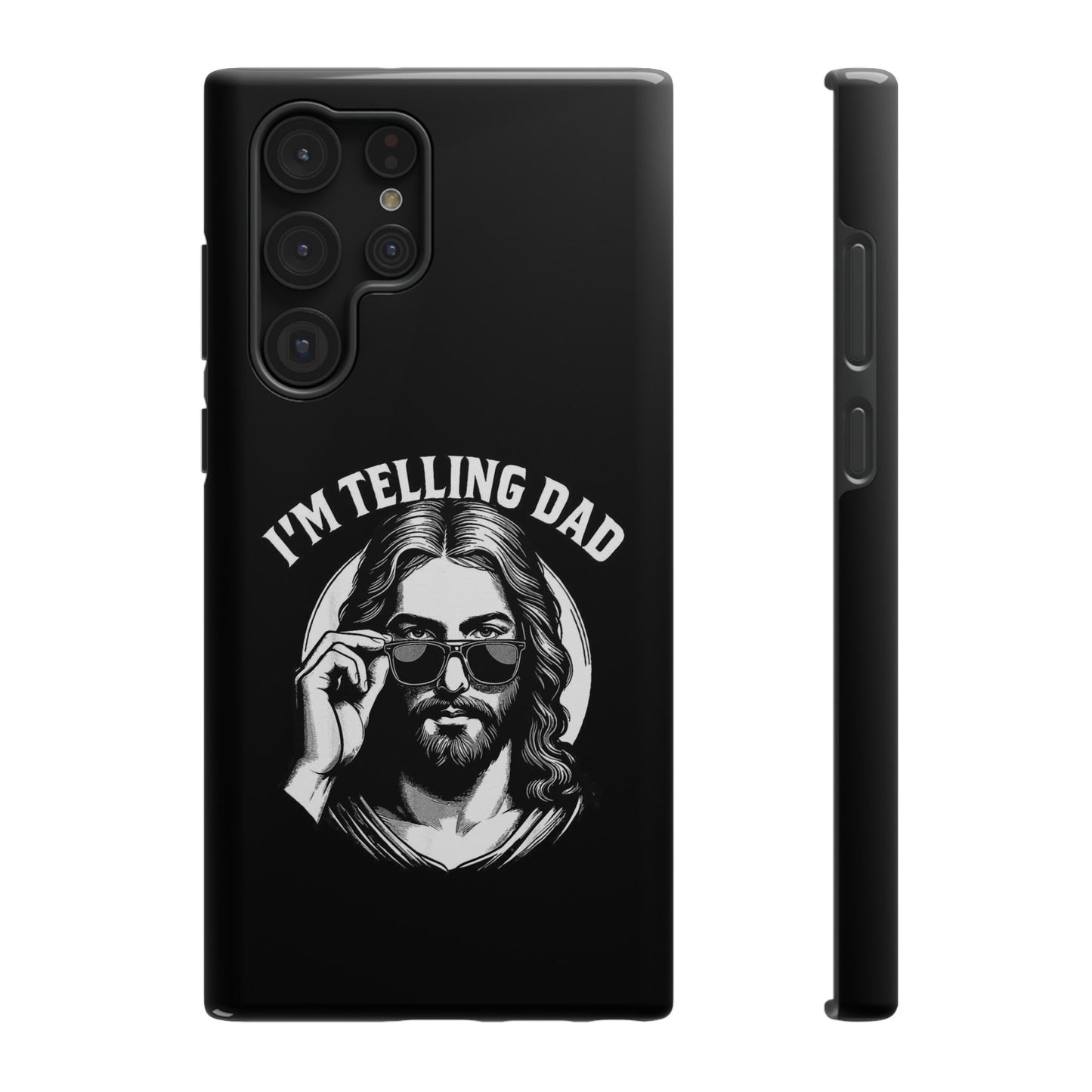 Phone Case — “I’m Telling Dad” Retro Jesus Graphic Impact-Resistant Case