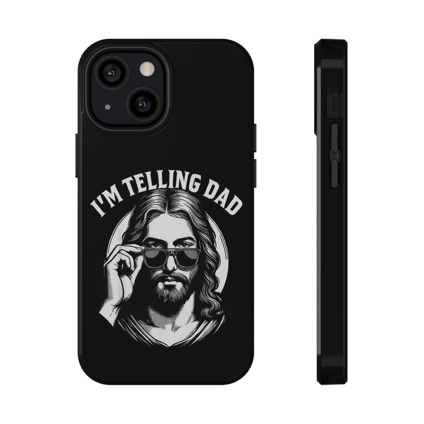 Phone Case — “I’m Telling Dad” Retro Jesus Graphic Impact-Resistant Case