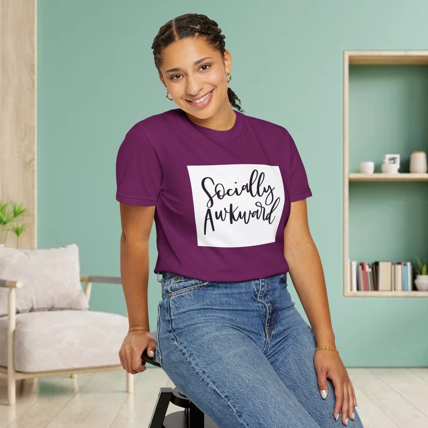 Socially Awkward Unisex Tee, Casual Wear, Gift for Introverts, Funny Shirt, Trendy Fashion