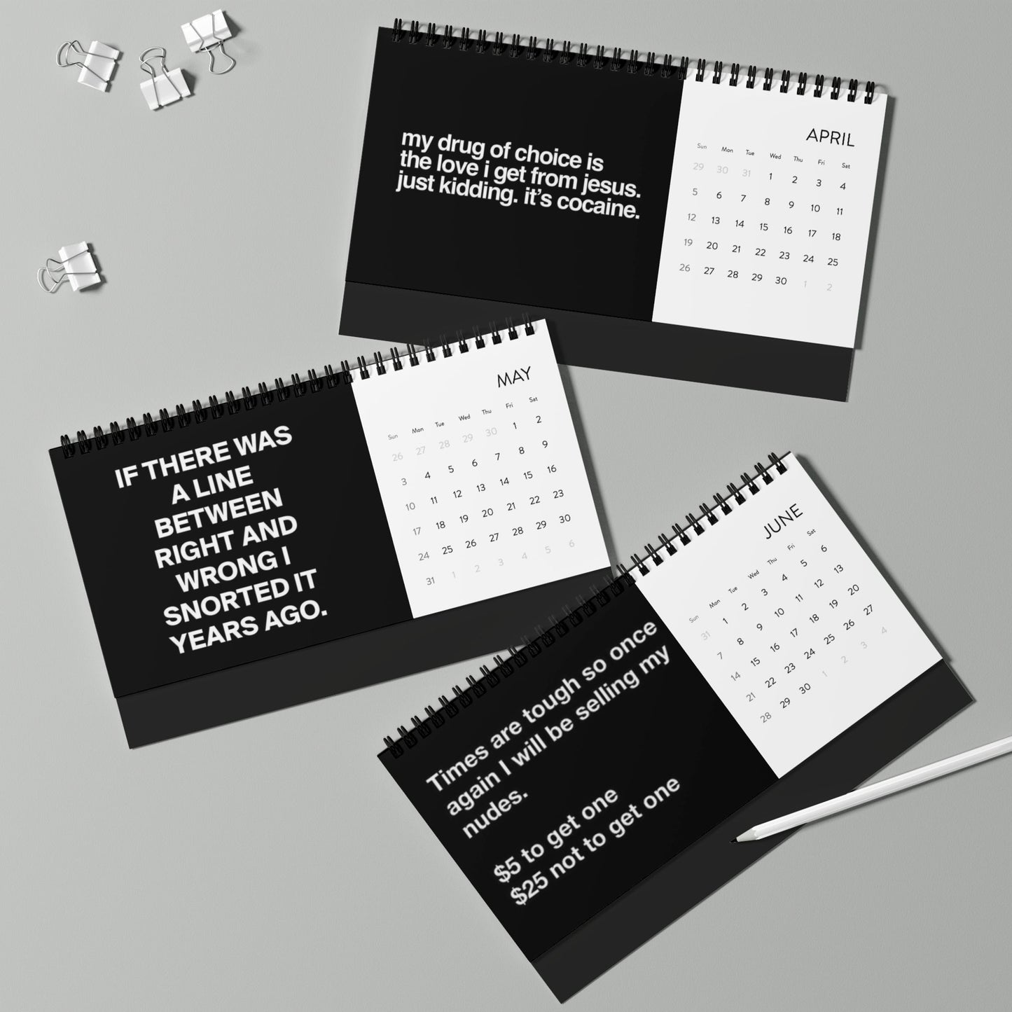 Funny quotes from rehab Desk Calendar 2026 — Humorous Quote Desktop Calendar