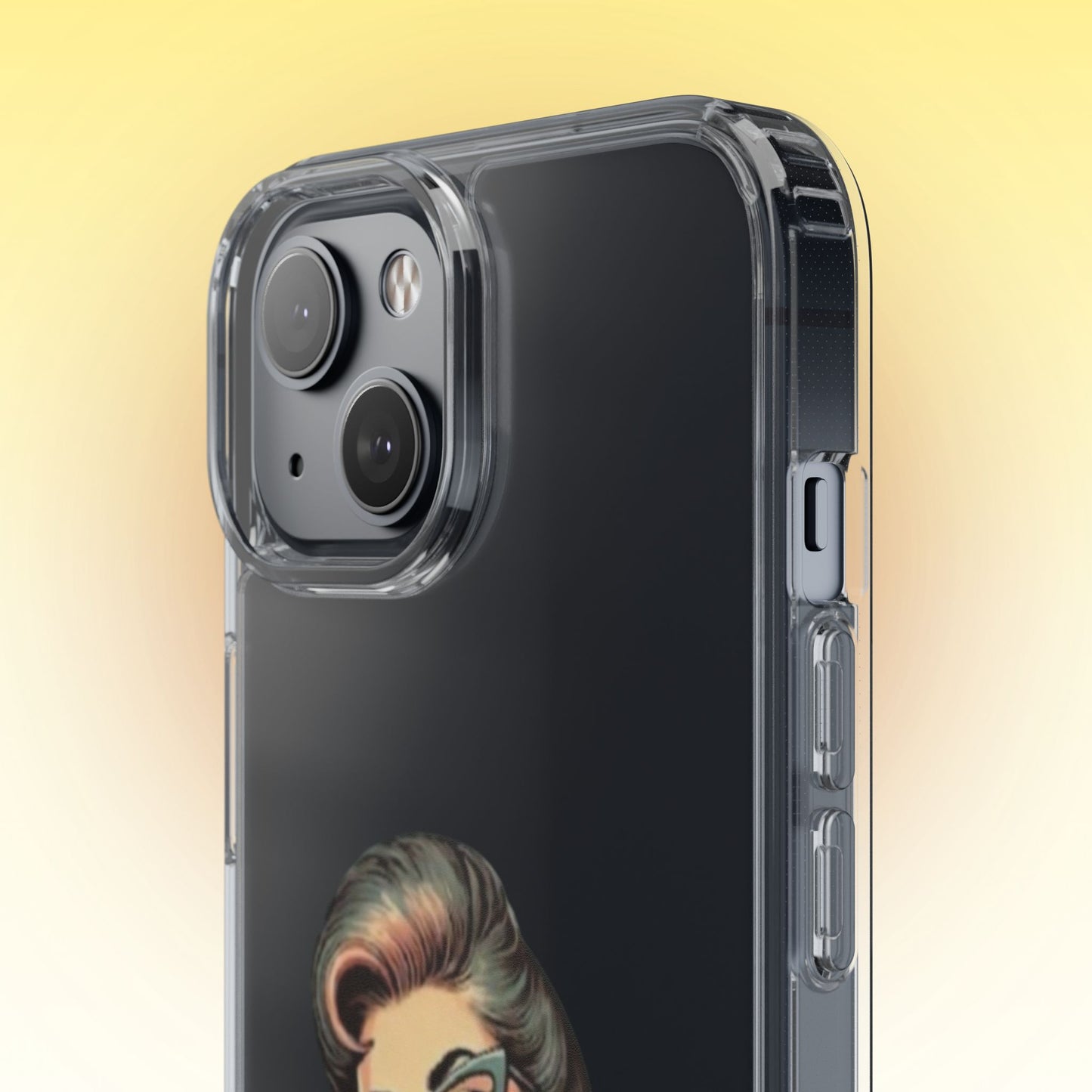 Clear Phone Case — Retro Woman Giving the Finger Graphic with “Respectfully” Text