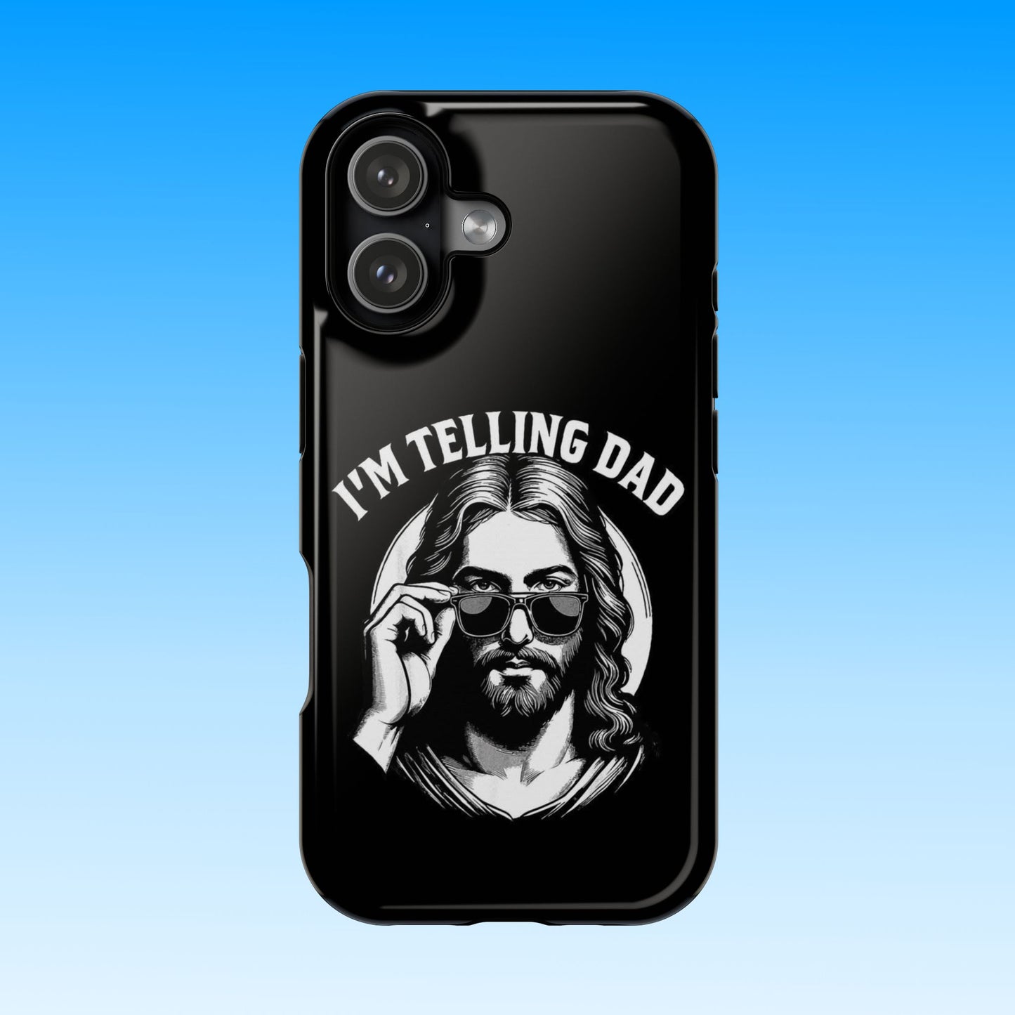 Phone Case — “I’m Telling Dad” Retro Jesus Graphic Impact-Resistant Case