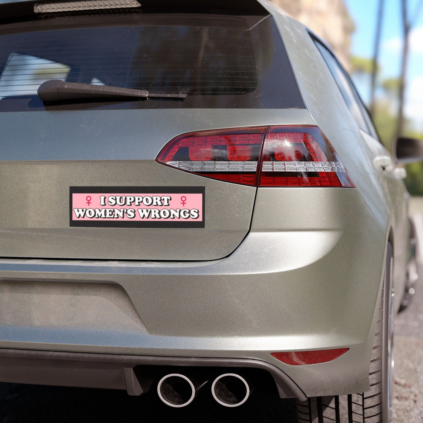 Car Magnet — "I Support Women's Wrongs" Pink Feminist Bumper Magnet