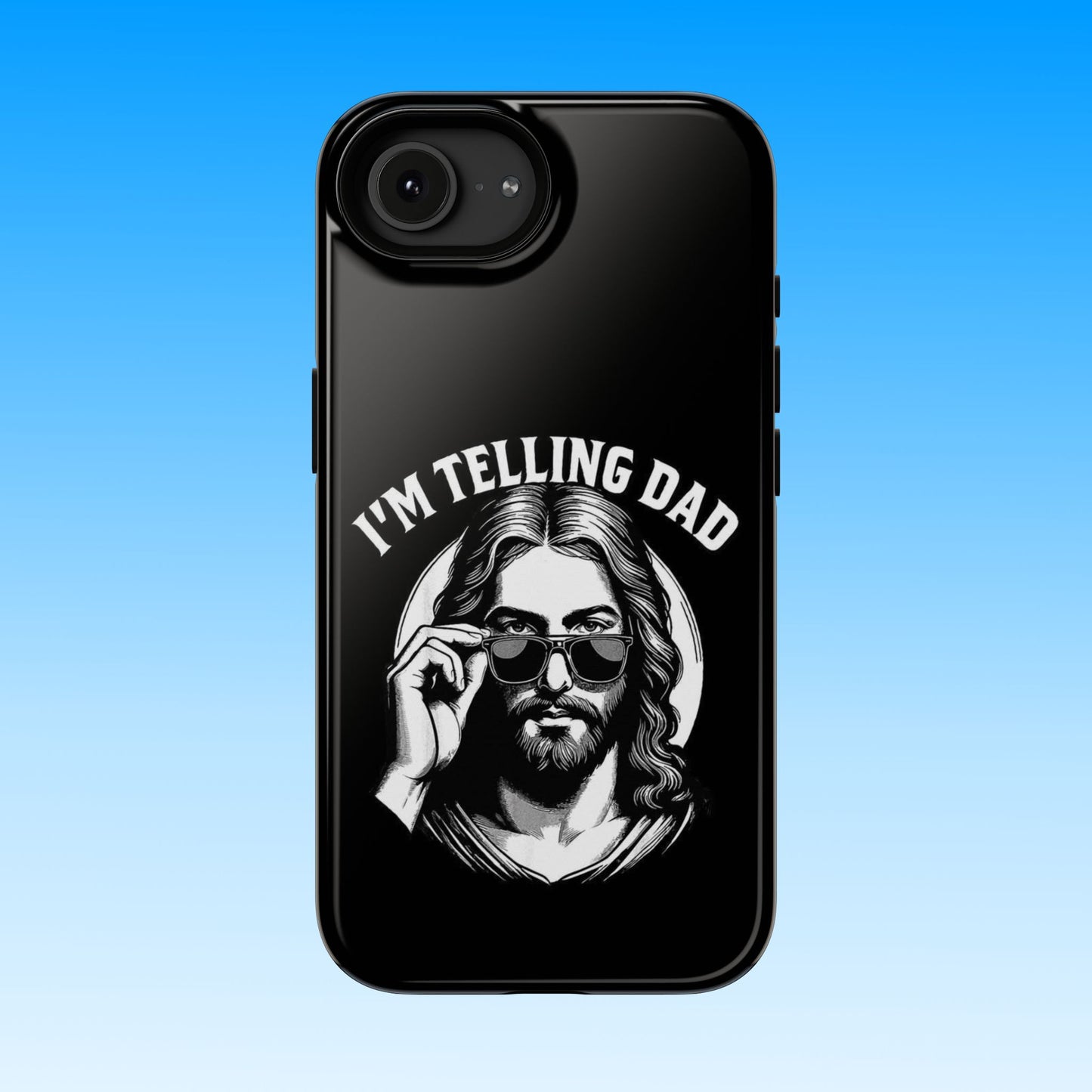 Phone Case — “I’m Telling Dad” Retro Jesus Graphic Impact-Resistant Case