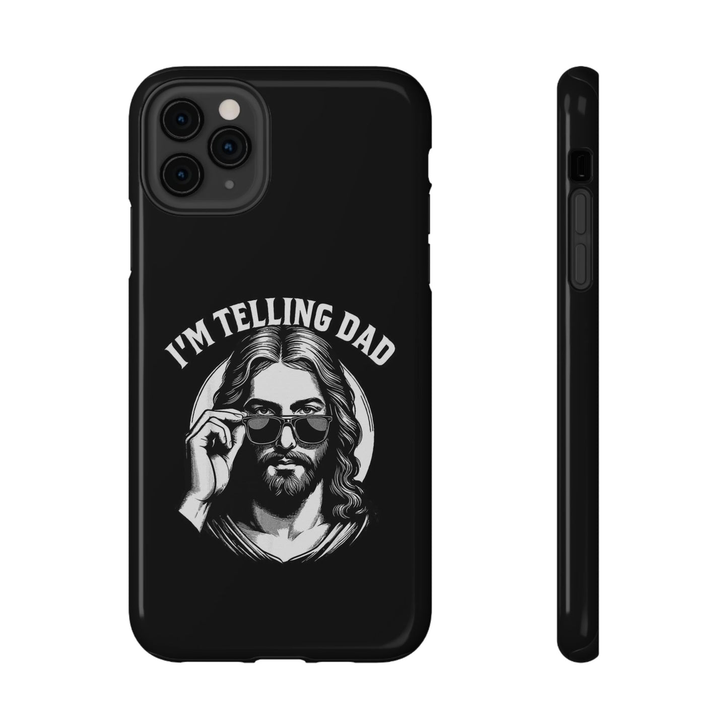 Phone Case — “I’m Telling Dad” Retro Jesus Graphic Impact-Resistant Case