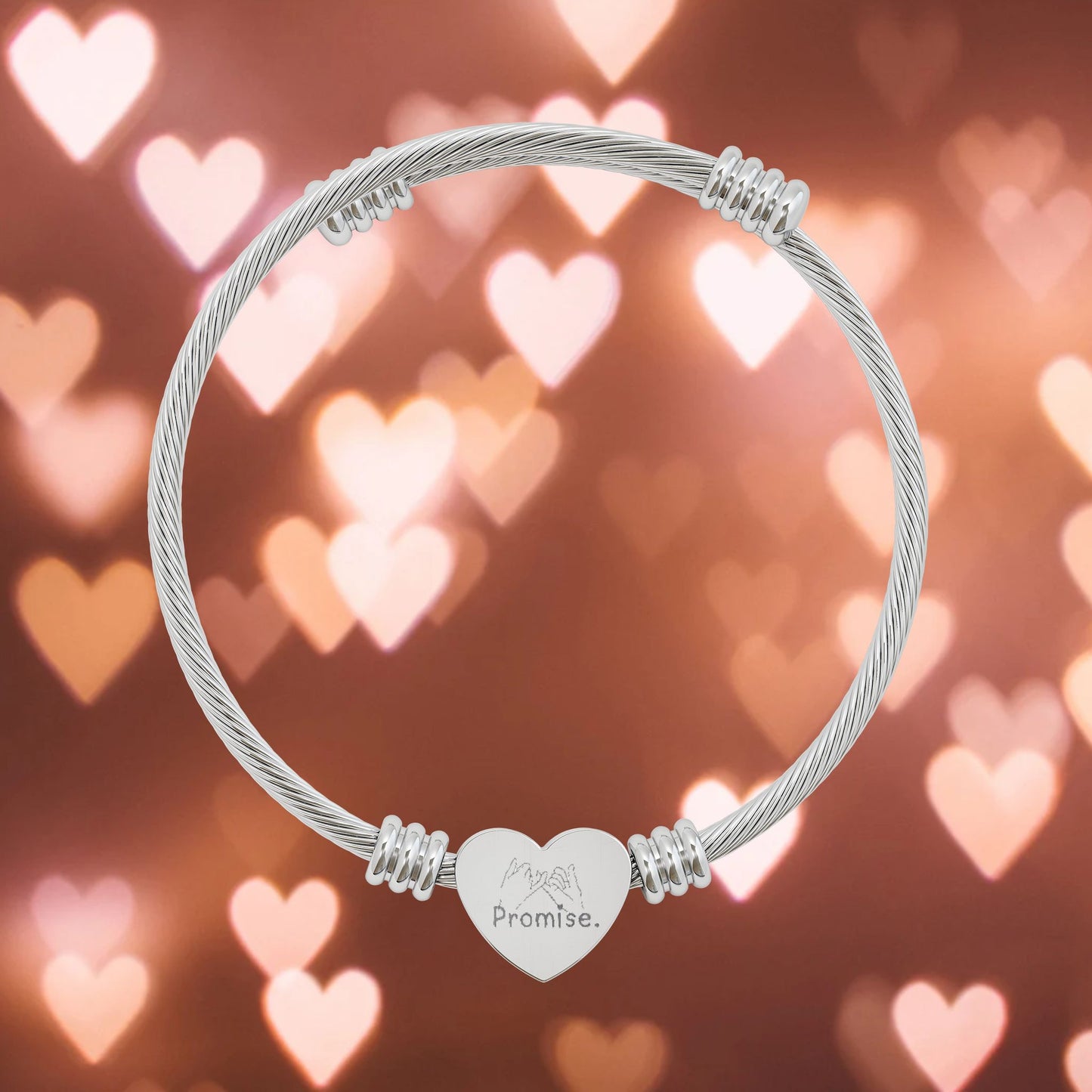 Pinky Promise "Promise" Heart Cuff Bracelet — Love Gift