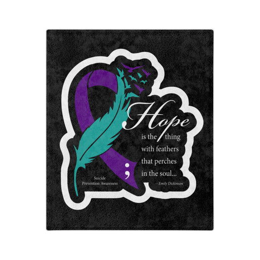 Emily Dickinson Hope Quote Velveteen Microfiber Blanket — Cozy Literary Throw for Readers & Gift Giving